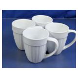 White Ribbed Ceramic Mugs Lot