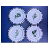 (4)Botanical Herb & Spice Glass Plate Set