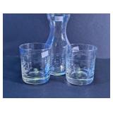 Etched Glass Carafe & Tumblers