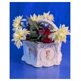 Angel Motif Ceramic Floral Basket