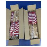 (2)Box US Stick Flags Wood Staff Gold Speartip
