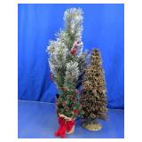(3)Frosted Pine & Berry Tabletop Christmas Trees