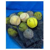 Softballs and Baseballs in Mesh Bag