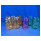 (8)Multi-Color Honeycomb Textured Glass Jars Lot