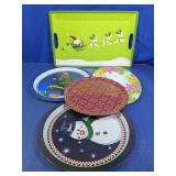 Melamine Holiday & Floral Serving Tray Plate Lot
