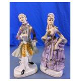 (2)Vintage Purple & Gold Porcelain Figurine Duo