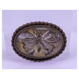 Vintage Intaglio Butterfly Oval Brooch