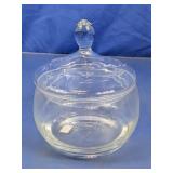 Etched Floral Glass Candy Dish w/Lid