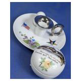 (2)OES Porcelain Candle Holder & Trinket Box Duo
