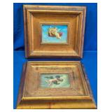 Framed Cherub Board Paintings Set