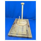 Wooden Cutting Board & Paper Towel Holder Set
