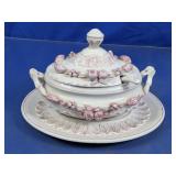 Ceramic Tureen With Ladle And Underplate