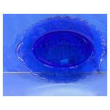 Vintage Cobalt Blue Mount Vernon Glass Platter