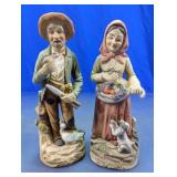 Vintage Bisque Porcelain Peasant Couple Figurines