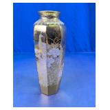 Floral Glass Vase with Bird Design