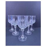(6)Vintage Diamond Cut Glass Wine Goblets Lot