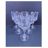 (6(Clear Cut Glass Stemmed Water Goblets Lot