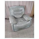 Light Blue Leather Power Recliner Chair
