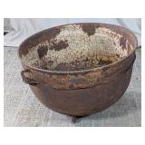 Vintage Cast Iron Enamel 3-Leg Cauldron Pot