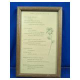 Framed Memorial Poem Wall Hanging