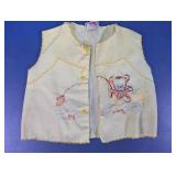 Vintage Embroidered Baby Vest Fishing Bear