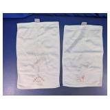 (2)Embroidered Floral White Hand Towels Duo