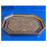 Handcrafted Octagonal Wood Inlay Marquetry Tray