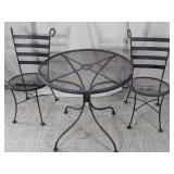 Wrought Iron Mesh Bistro Patio Table Chair Set