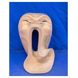 Hand-Carved Surrealistic Wooden "Scream" Mask