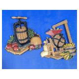Decorative Fruit Press & Corn Mill Plaques