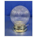 Vintage Ribbed Clear Glass Globe Ceiling Light