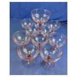 Pink Glass Stemmed Sherbet Cups