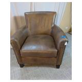 Studded Faux Leather Club Chair Accent Armchair