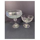 Vintage Clear Glass Pedestal Compote & Bowl Duo