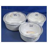 White Bowls With Glass Lids