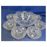 Vintage Pressed Glass Berry Bowl Set