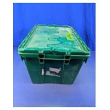 Green Heavy Duty Industrial Attached Lid Tote
