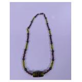 Earthy Beaded Necklace with Art Glass Focal Bead