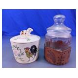 Vintage Country & Western Style Lidded Jars Duo