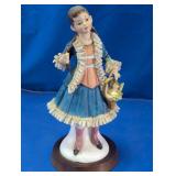 Victorian Style Girl Figurine with Flower Basket