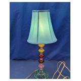 Beaded Glass Accent Lamp with Blue Shade