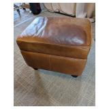 Vintage Tan Leather Tufted Ottoman
