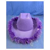 Purple Feather Trim Costume Cowboy Hat