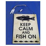 "Keep Calm Fish On" Hanging Sign