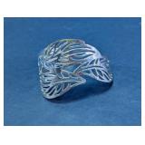 Silver Tone Openwork Cutout Leaf Cuff Bracelet
