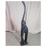 Carved Wood Elephant Trunk Up Statue