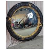 Large Round Ornate Gold & Black Wall Mirror