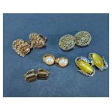 Vintage Rhinestone & Faux Pearl Earrings Set