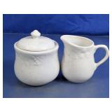 White Ceramic Creamer & Sugar Bowl Set