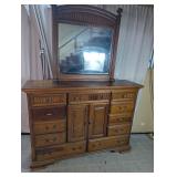 Wood Dresser and Mirror Set